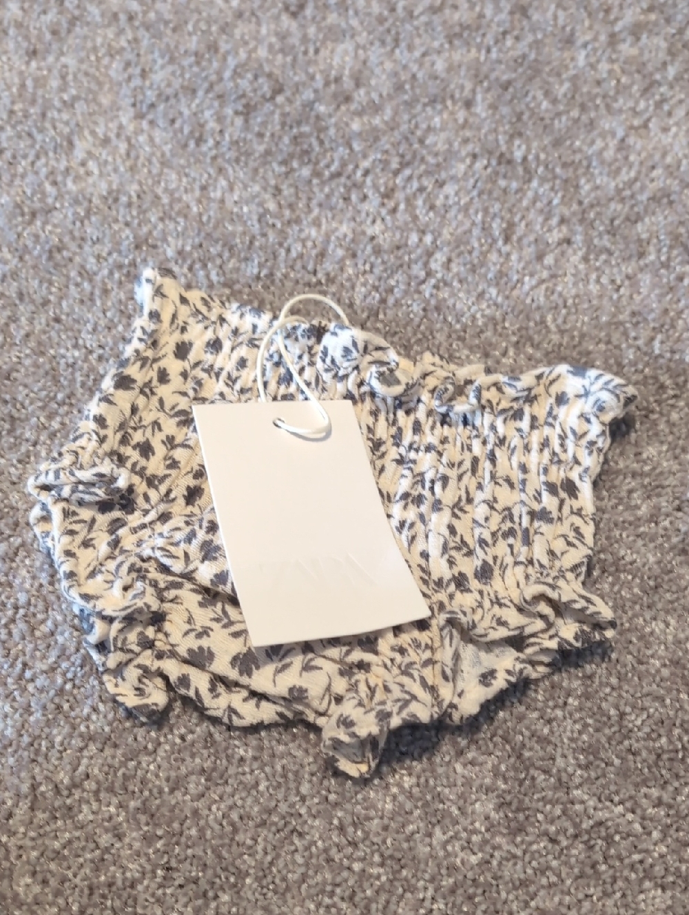 Cream and Navy Floral Smocked Baby Bloomers